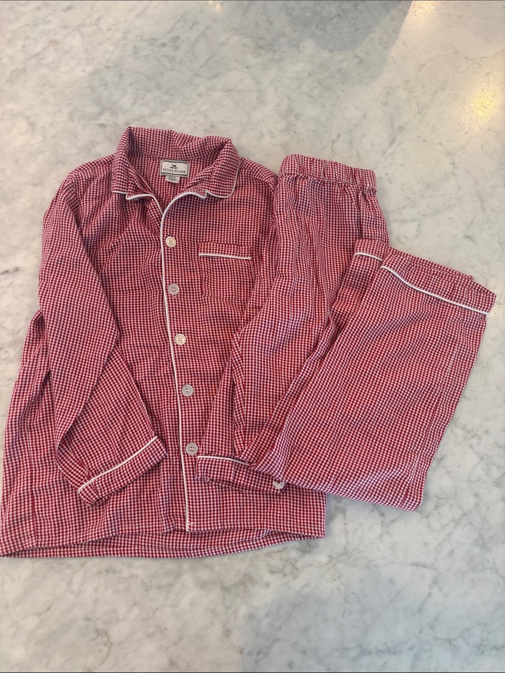 Petite Plume kids red gingham pajamas